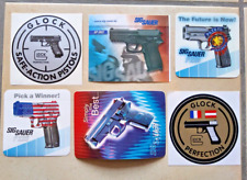 LES ARMES DE POING  6 autocollants  anciens SIG SAUER GLOCK  vintage 