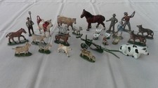 LOT PETITS SOLDATS PLOMB ALU QUIRALU NININ BF GM FERME ANIMAUX PAYSAN CHARRUE