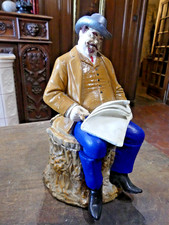 POT A TABAC céramique barbotine  par BERNARD BLOCH  " BOURGEOIS SOMMEILLANT  "