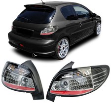 Feux Arrière LED Clair Noir Pour Peugeot 206 Berline 3 + 5 Portes 1998-09