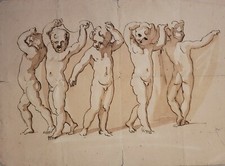 dessin ancien  les Putti encre
