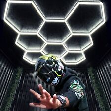 Plafonnier LED Hexagonal 8 Lampes en Nid d’Abeille 6500K aux garage atelier