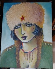 Tableau Huile sur toile Ecole russe Visage d’une femme russe