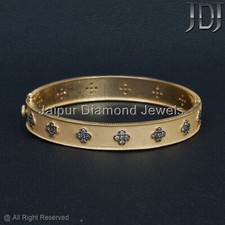 925 Argent Sterling Diamant Pavé Floral Bracelet Plaqué Or Bijoux Cadeau