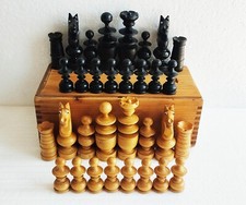 Jeu d'échecs Régence Taille 4 buis vernis + boite  rangement / Old French Chess
