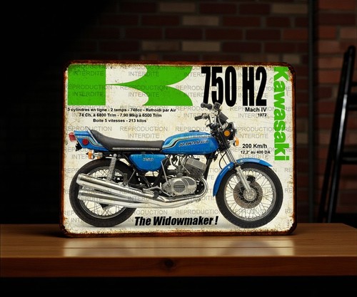 Plaque métal kawasaki - , 750