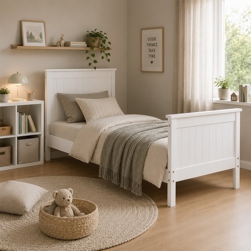 Lit 90x200 bois blanc - 90x200,
