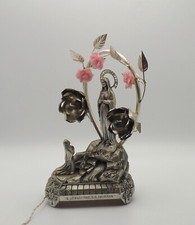 French Vintage Lourdes Lady Lamp – Dual Lights, Music Box, Rose Detail 5117