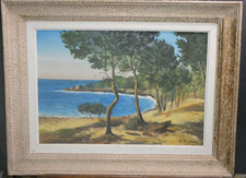 Gouache encadrée et signée - Robert Mogisse - Paysage bord de mer