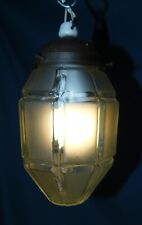 ANCIEN PLAFONNIER LUSTRE ART DECO SKYSCRAPER EN VERRE DÉPOLI .H 22cm. FONCTIONNE