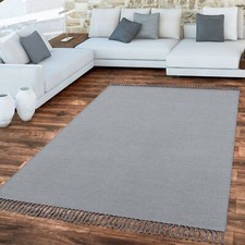 Tapis Chambre À Coucher Tissage Plat Avec Franges Design Uni Tissé Main