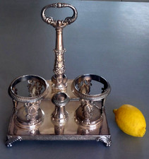 Monture Porte huilier vinaigrier Empire  Metal Argent 834Grs Victorian Napoleon