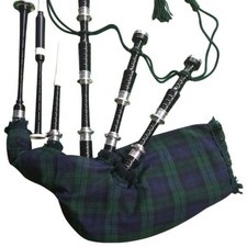 HW Écossais Highland Grande Cornemuse Rosewod Noir Couleur Argent /