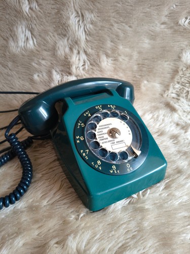 Téléphone fixe vintage bleu - fixe,