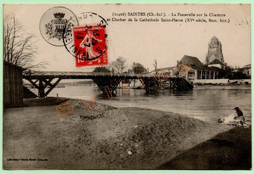 Cpa saintes passerelle sur - -,