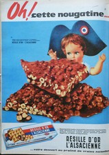PUBLICITÉ DE PRESSE 1960 RÉSILLE D'OR L'ALSACIENNE NOUGATINE AU PRALINÉ NOISETTE