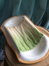 Antique French Majolica Asparagus Shallot Onion Tray Serving dish Platter Cradle