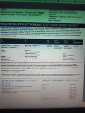 billet d'avion Lyon/Bastia CORSE 09/06/21 12h55 2 adultes + 1 bagage a main