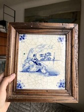 Carreau De Céramique Italienne Encadré, Vintage 