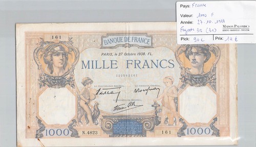 Billet france 1000 francs - 1000,