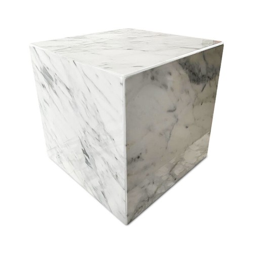 Cubo sculpté marbre blanc - sculpté,