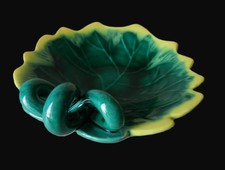 Hélène Ugo Vallauris Coupelle Vintage Céramique Barbotine * Feuille de Vigne 50