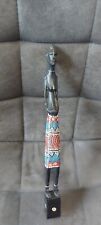 Wood Scupture African Woman Colour Dress Handpaint Carved Statue Warrior Tall