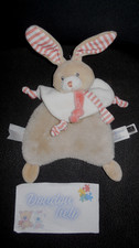 doudou plat lapin beige blanc orange Iris & Malo P'TIT BISOU AUBERT - état NEUF