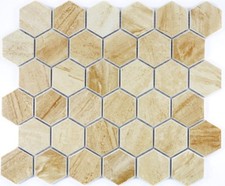 Mosaïque carreau céramique hexagone travertin beige pâle 11G-1202_f | 10 plaques