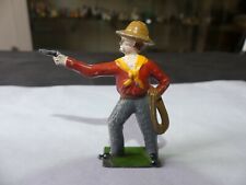 FIGURINE PLOMB BF COW BOY LASSO ET PISTOLET ROUGE ET GRIS