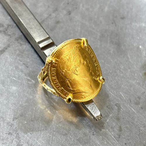 Bague pièce jaune 750 - jaune,