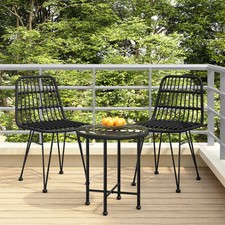 2x Chaises de Jardin Noir 48x62x84 cm Résine Tressée Fauteuils Terrasse vidaXL