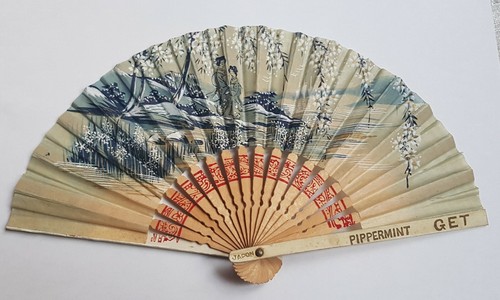 Ancien eventail bleu - ancien, japonais