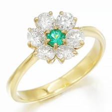 Bague diamant émeraude fleur