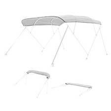 Bimini bateau taud de soleil 4 arceaux 213-244 cm en polyester gris clair