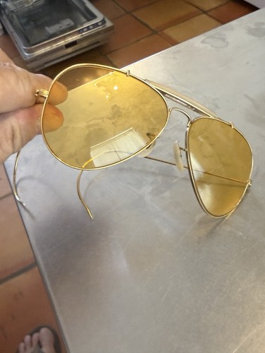 Vintage ray ban aviator - aviator, yellow