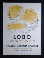 Baltasar LOBO Sculptures Affiche originale Exposition 1957 Galerie Galanis Paris