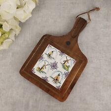 Planche à découper ancienne en bois avec carreau céramique et aimant France