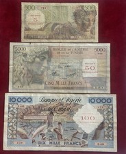 5, 50, 100 Nouveaux Francs banque de l’Algérie et de la Tunisie