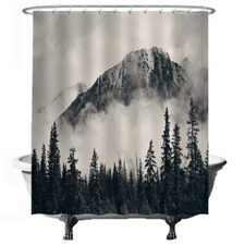 - Rideau de Douche - Montagne Nature Brume - 180 x 200 cm - Lavable - Anti Mo...
