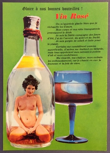Carte postale femme vin - :,