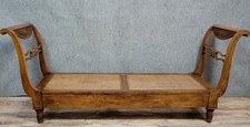 Recamier ou chaise longue époque Consulat en merisier massif vers 1800