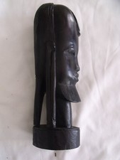 Statuette africaine en bois d'ébène  TETE HOMME 24 cm