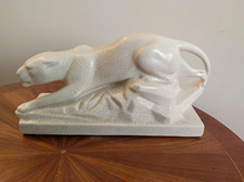 PARFAITE CERAMIQUE CRAQUELEE SIEGL PANTHERE A L’AFFUT ART DECO