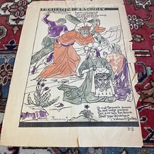 Émile Bernard Lithographie aquarellée Le Chemin de la Croix 1895 RARISSIME !