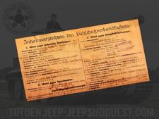 LABEL ETIQUETTE CAISSE MEDICAL GERMAN  VERBANDKASTEN LUFT 5 . jeep willys us ww2