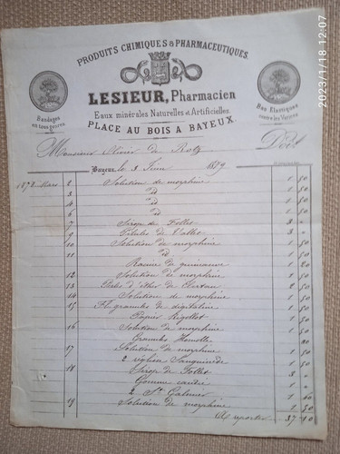 Facture ancienne 1879 lesieur - ancienne,