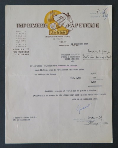 Facture 1956 imprimerie - facture,