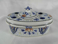 ENCRIER / PORTE PLUME COUVERT EN FAÏENCE DECOR DELFT