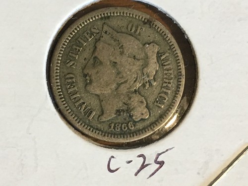 1866 cent nickel three - 3,